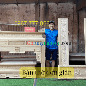 mẫu bàn thờ trơn gỗ gụ