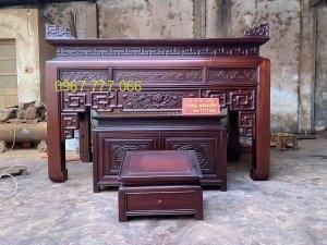 bàn thờ triện sen đục nền hoàn thiện