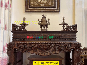 Nâng tầm không gian phòng thờ nhỏ với mẫu sập thờ tứ linh cỡ nhỏ kèm chân nghê 5 sập thờ tứ linh cỡ nhỏ kèm chân nghê