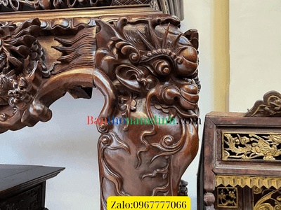 sập thờ tứ linh cỡ nhỏ kèm chân nghê sập thờ tứ linh cỡ nhỏ kèm chân nghê