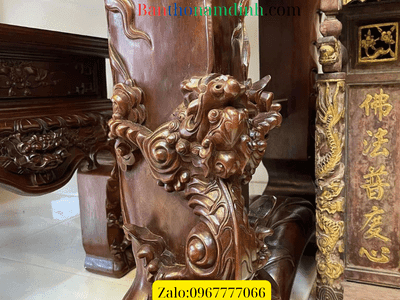 sập thờ tứ linh cỡ nhỏ kèm chân nghê sập thờ tứ linh cỡ nhỏ kèm chân nghê